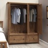 Rustic Solid Oak Furniture Triple Wardrobe